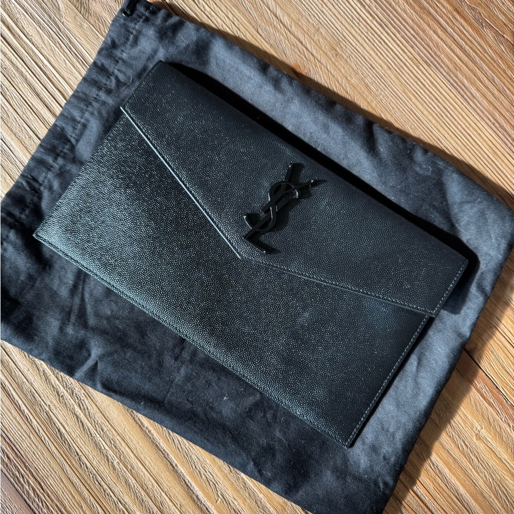 Saint Laurent Black Envelope Clutch